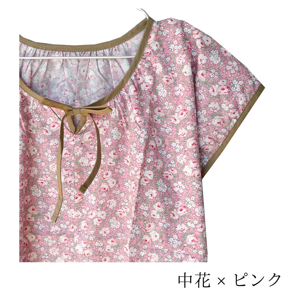 #4041 華やかプリントサンドレス アッパッパー 綿100% 日本製 ギフト
