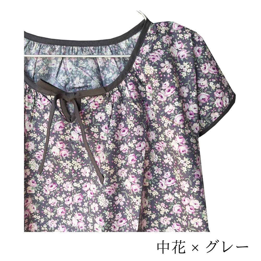 #4041 華やかプリントサンドレス アッパッパー 綿100% 日本製 ギフト