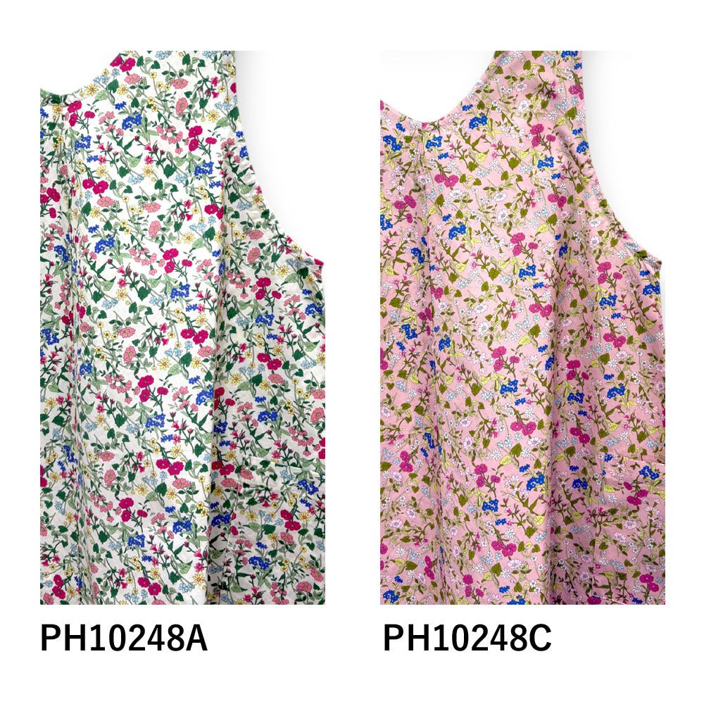 #1219　華やかチュニック風エプロンドレス　花柄　母の日　綿100％　ギフト