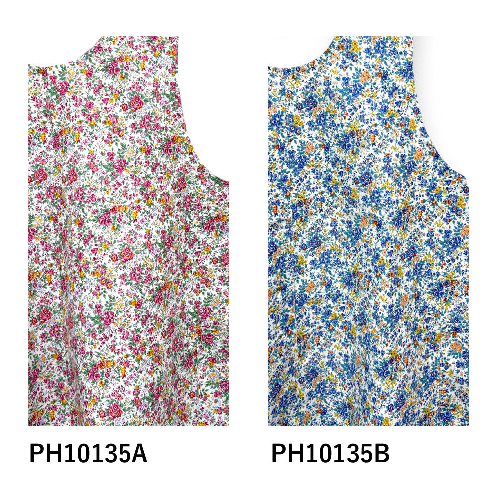 #1219　華やかチュニック風エプロンドレス　花柄　母の日　綿100％　ギフト