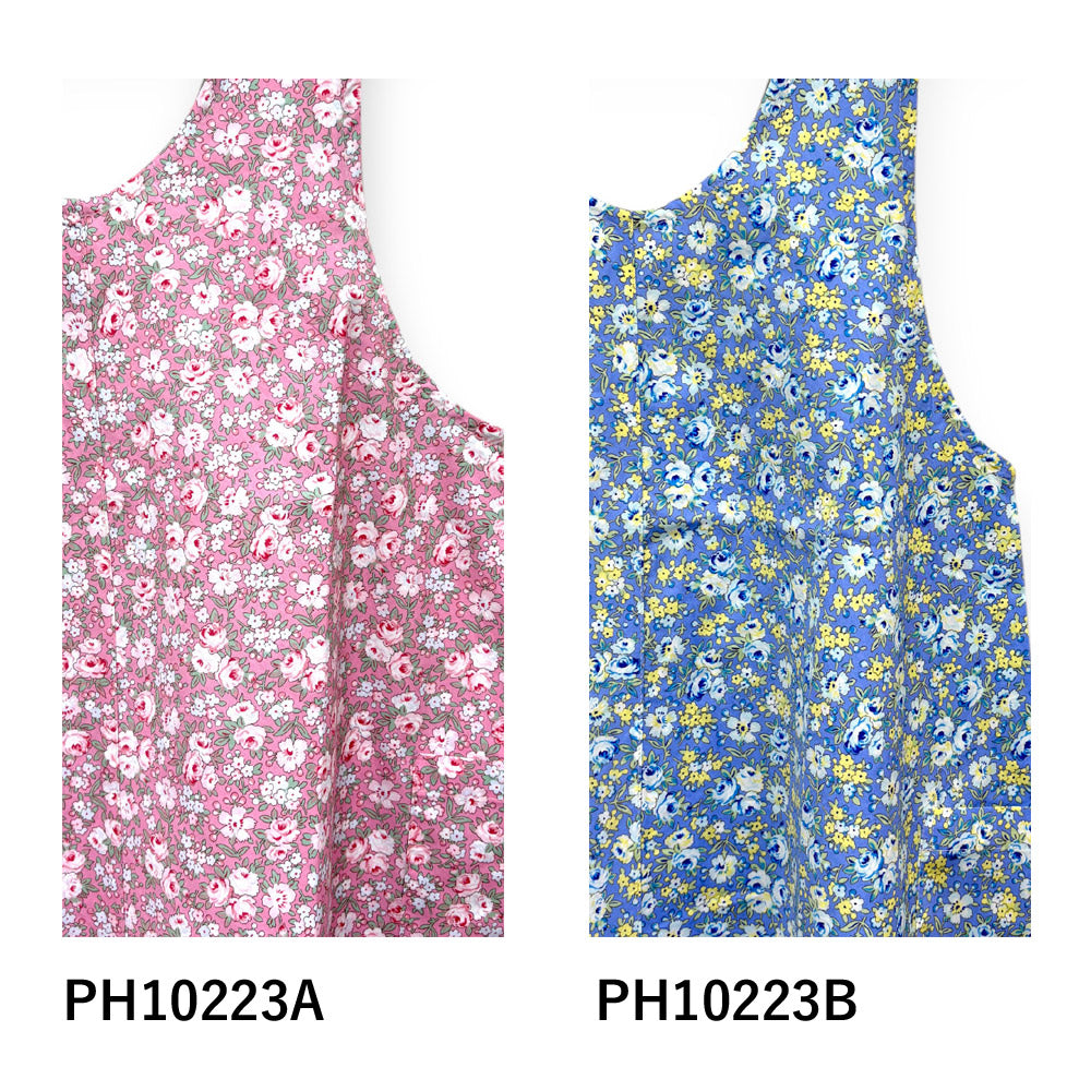 #1219　華やかチュニック風エプロンドレス　花柄　母の日　綿100％　ギフト