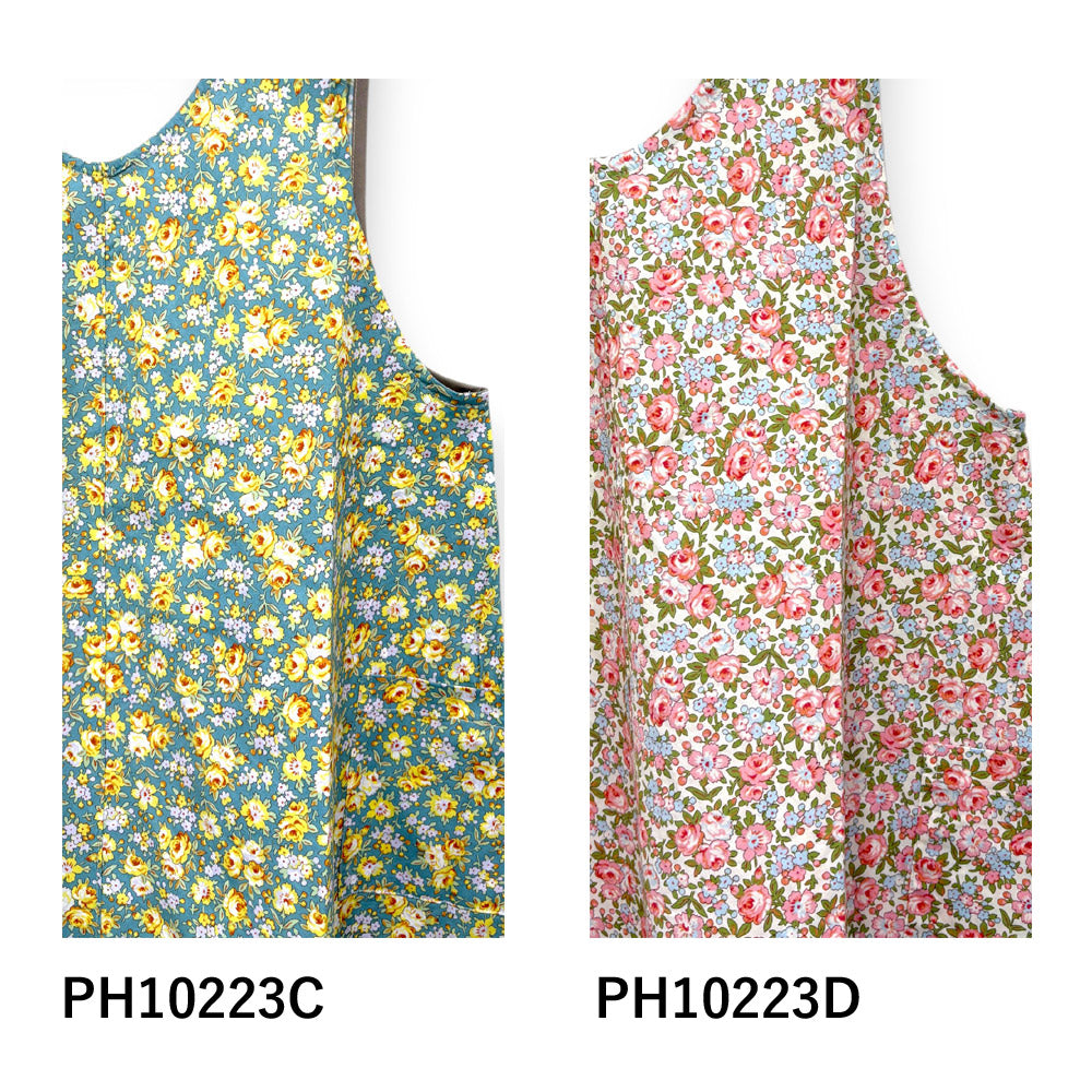 #1219　華やかチュニック風エプロンドレス　花柄　母の日　綿100％　ギフト