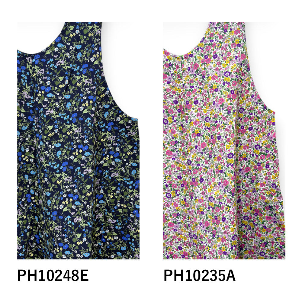 #1219　華やかチュニック風エプロンドレス　花柄　母の日　綿100％　ギフト