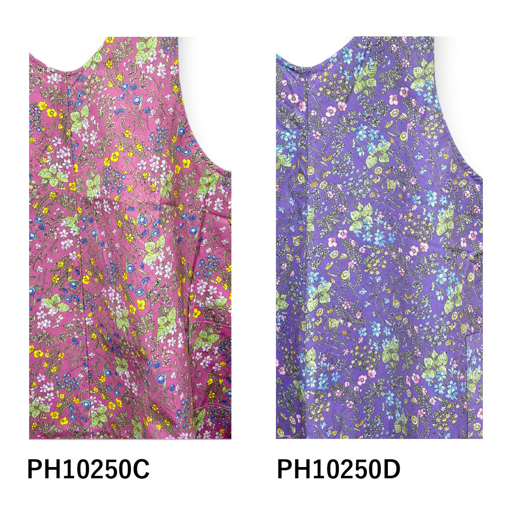 #1219　華やかチュニック風エプロンドレス　花柄　母の日　綿100％　ギフト